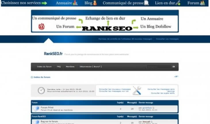 Capture d'écran du forum de WordPress RankSeo